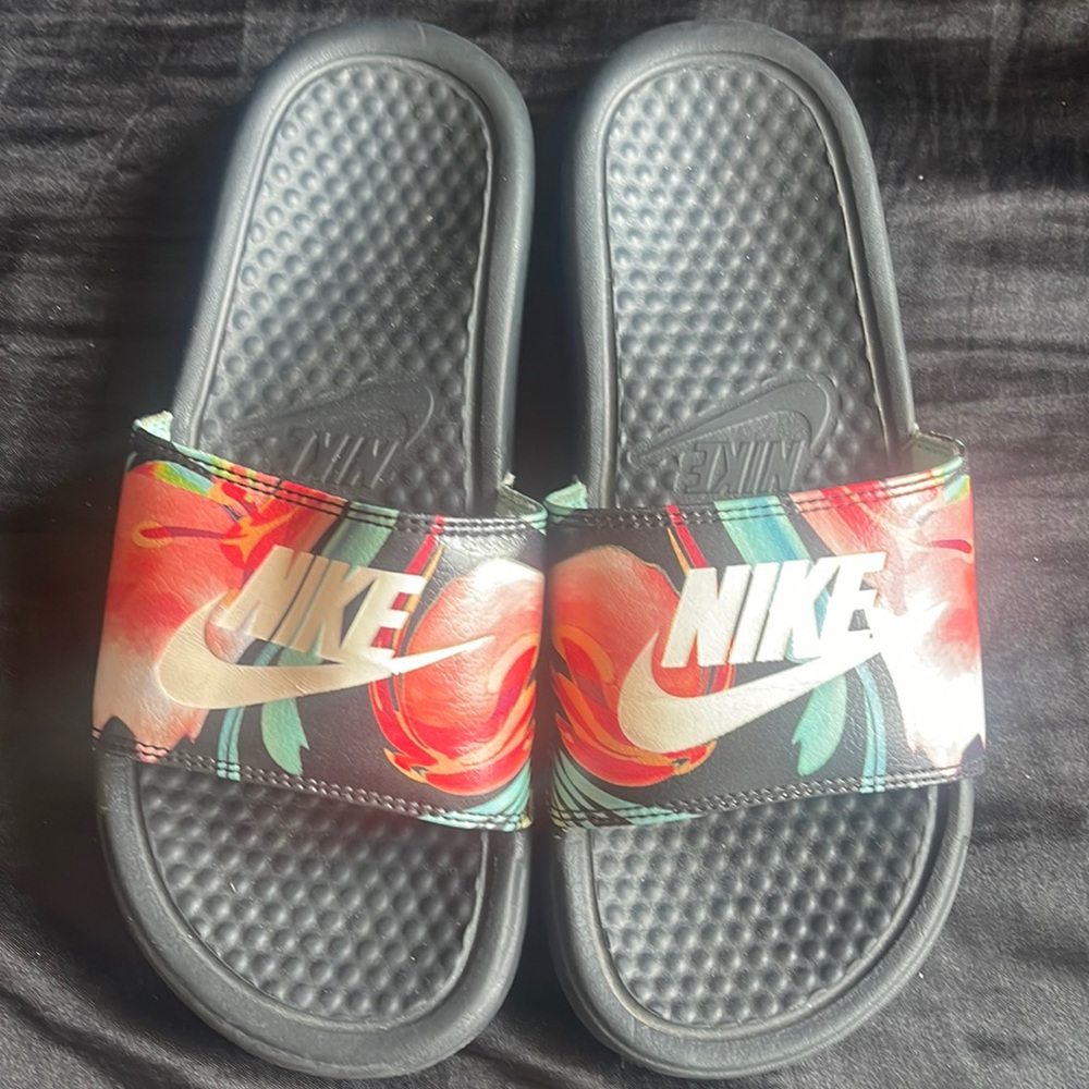 Floral Nike Slides